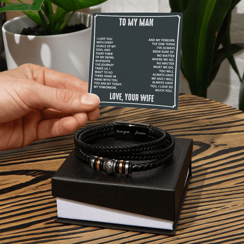 To My Man - I love you with every ounce Perfect Fathers Day Gift - Love You Bracelet - Dad Son