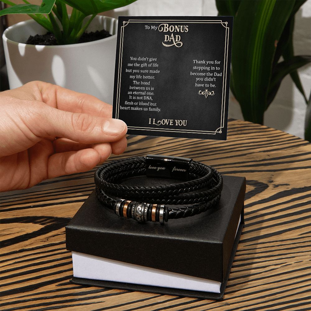 To my Bonus dad Perfect Fathers Day Gift - Love You Bracelet - Dad Son