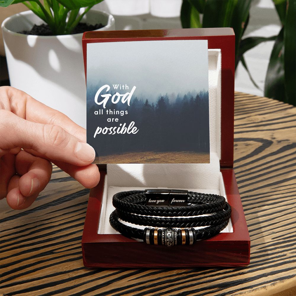 With god all things are possible Perfect Fathers Day Gift - Love You Bracelet - Dad Son