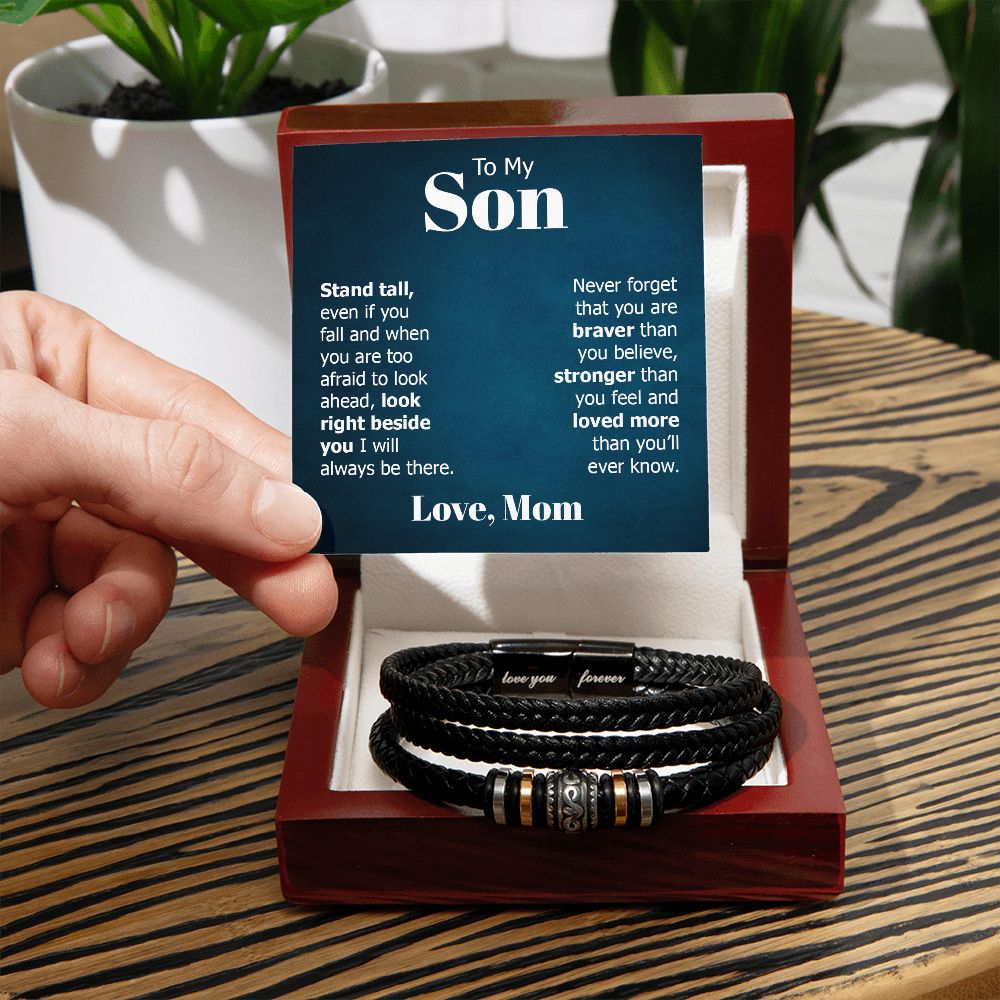 to my son - stand tall even if you fall Perfect Fathers Day Gift - Love You Bracelet - Dad Son