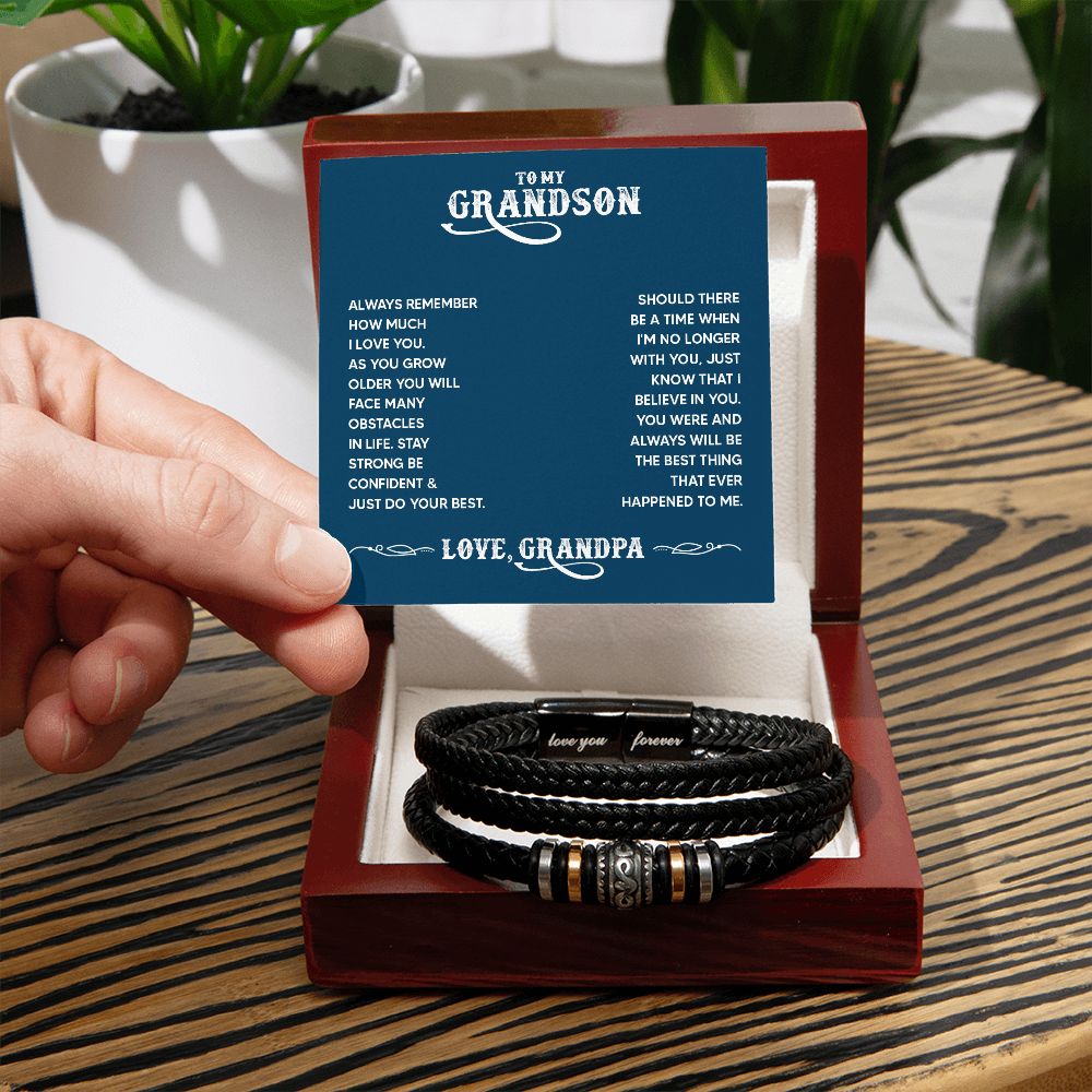 To My Grandson - Always remember how much I love you Perfect Fathers Day Gift - Love You Bracelet - Dad Son